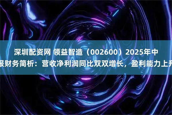 深圳配资网 领益智造（002600）2025年中报财务简析：营收净利润同比双双增长，盈利能力上升